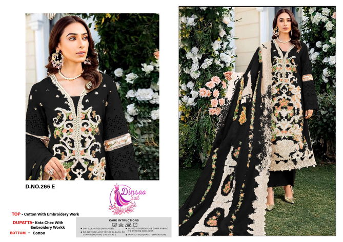 265 A To E Dinsaa Suits Embroidery Cotton Pakistani Suits Wholesale Shop In Surat